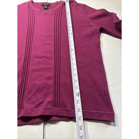 Cezani Large V-Neck Knit Maroon Sweater Pima Cotton Nylon - Picture 7 of 9